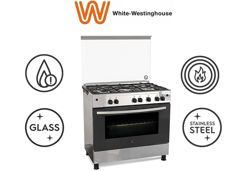 White Westinghouse 90X60 Gas Cooker, Stainless Steel price in Saudi