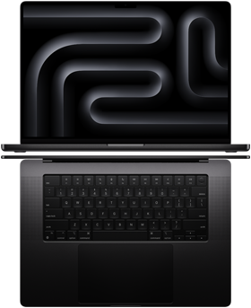 صورة لثلاثة من أجهزة لابتوب MacBook Pro تبيّن الشاشة الواسعة والبنية النحيفة للجهاز
