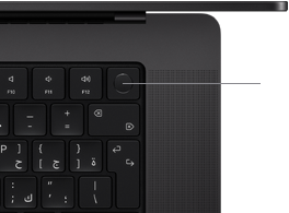 لقطة علوية للوحة مفاتيح جهاز MacBook Pro‏ مع ميزة بصمة الاصبع