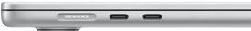 منفذ MagSafe يقع في طرف الجهة اليسرى من الجهاز. 2 من منافذ ثندربولت يقعان في الجهة اليسرى، أمام منفذ MagSafe‏