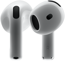 صورة لسماعة AirPods 4 تعرض الجهتين الأمامية والخلفية موضحة التصميم الجديد