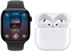 Apple Watch Series 11، إطار تيتانيوم بلون طبيعي، الحزام: حزام رياضي أسود، تطبيق Apple Music، شاشة