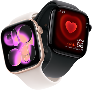 ساعة Apple Watch Series 11، ألومنيوم بلون ذهبي وردي، واجهة الساعة
