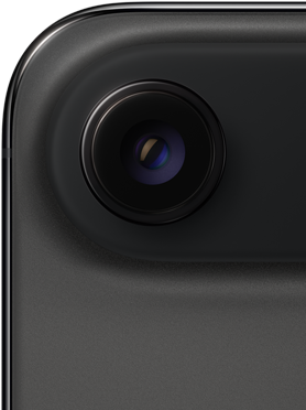 iPhone Air، الجزء الخلفي الخارجي، لون أسود فلكي، زوايا علوية مدورة، نظام كاميرا Fusion بعدسة واحدة