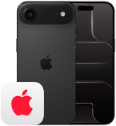 صورة تعرض جنباً إلى جنب جهاز iPhone Air، الجزء الخلفي الخارجي، نظام كاميرا Fusion، عدسة واحدة، فلاش، وجهاز iPhone Air، الجزء الأمامي الخارجي بتصميم كله شاشة