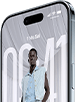 iPhone Air، الجزء الأمامي الخارجي، الجزء الجانبي الخارجي، يعرض شاشة تغطي الواجهة بالكامل وتظهر قفل الشاشة