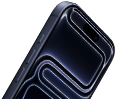 iPhone 17 Pro، الجزء الأمامي الخارجي، ميزة Dynamic Island في الأعلى، زر الإجراءات، زرّا ضبط مستوى الصوت