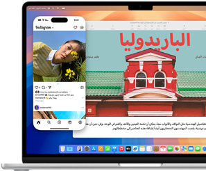تطبيق محاكاة iPhone مع عرض شاشة iPhone على شاشة MacBook Air‏